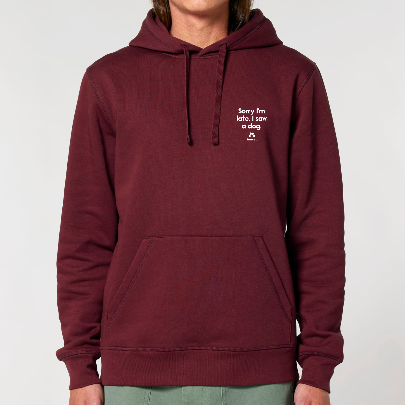 Organic Unisex Hoodie - Sorry I am late. I saw a DOG - Inuvet -