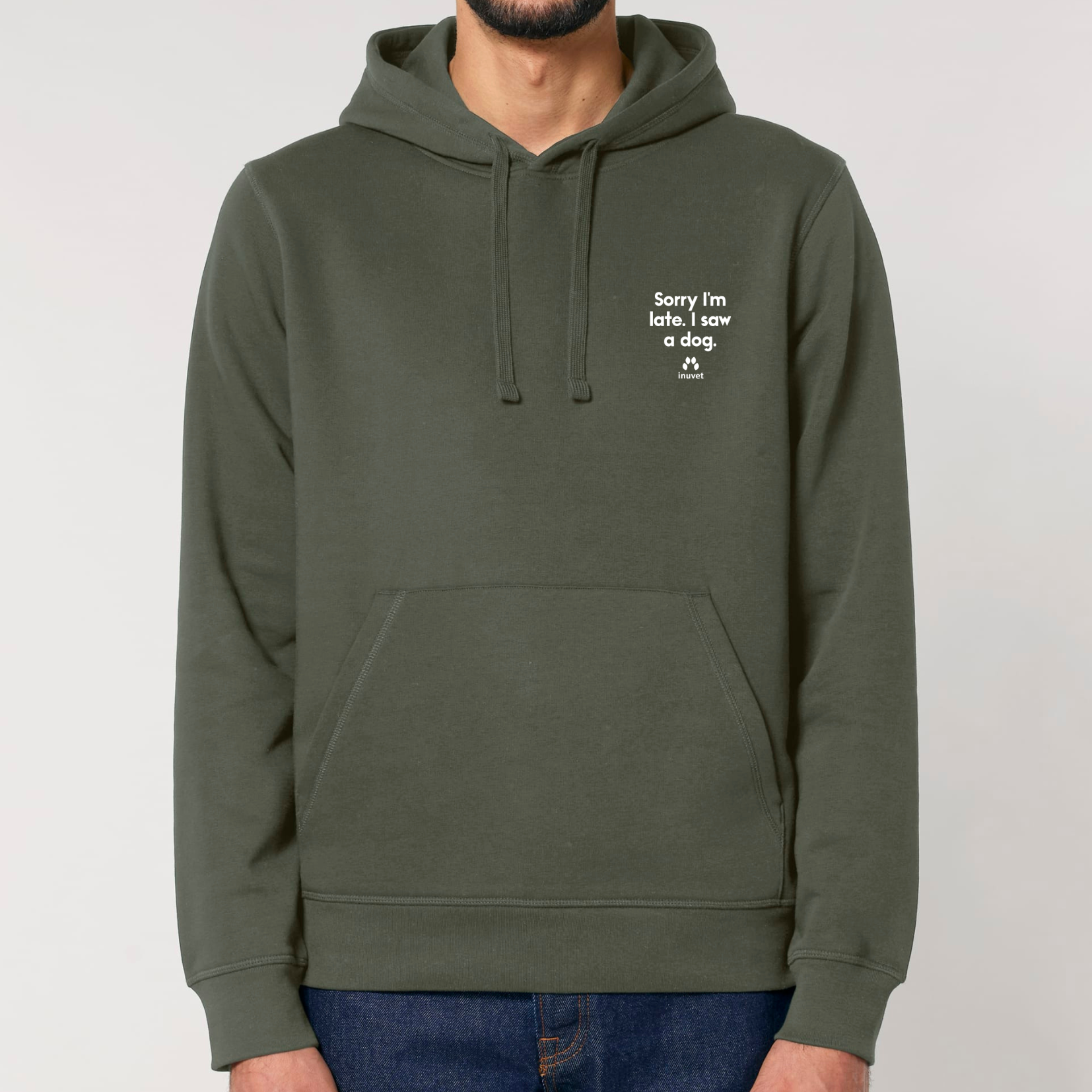 Organic Unisex Hoodie - Sorry I am late. I saw a DOG - Inuvet -