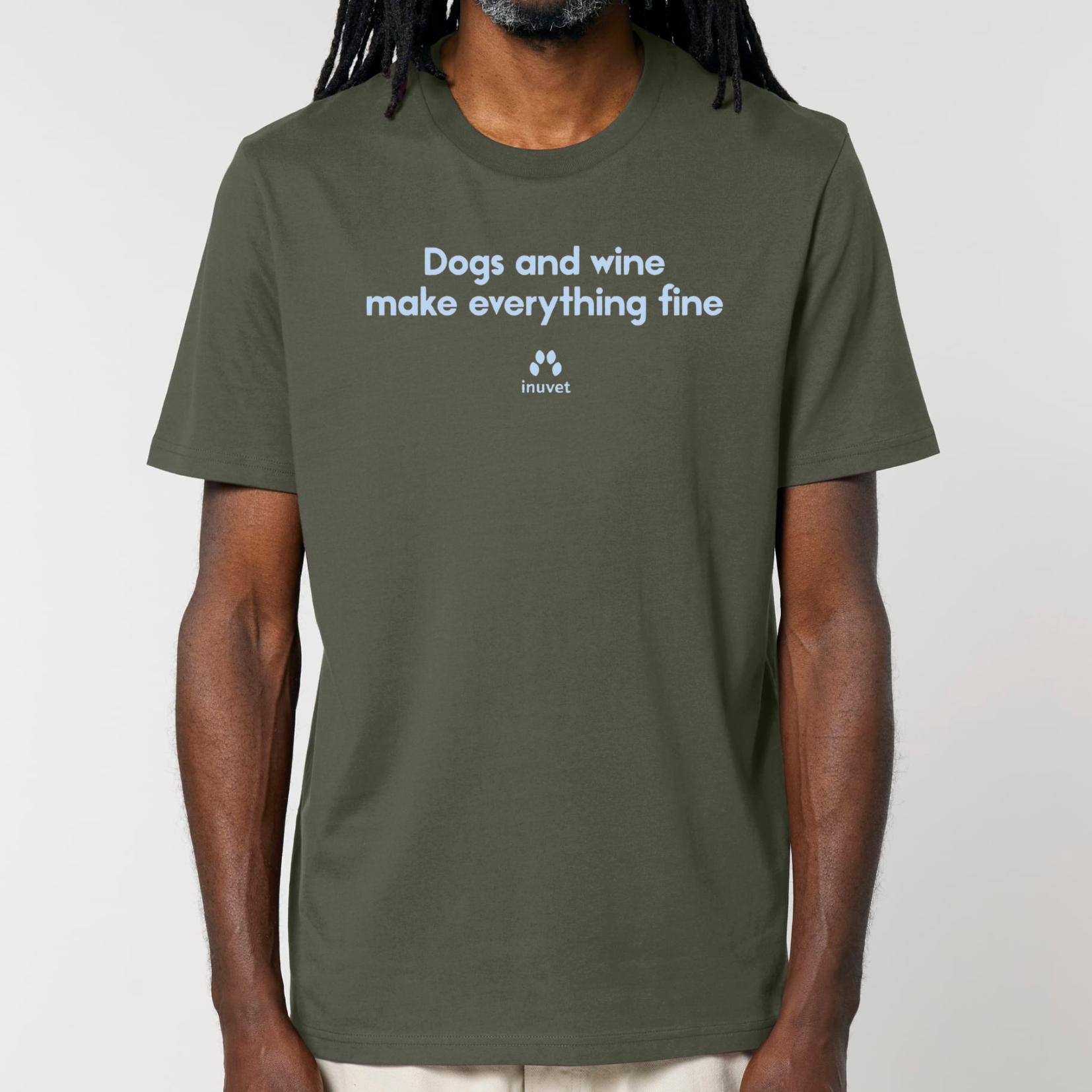 Organic Unisex Shirt - Dogs and wine make everything fine - Inuvet -