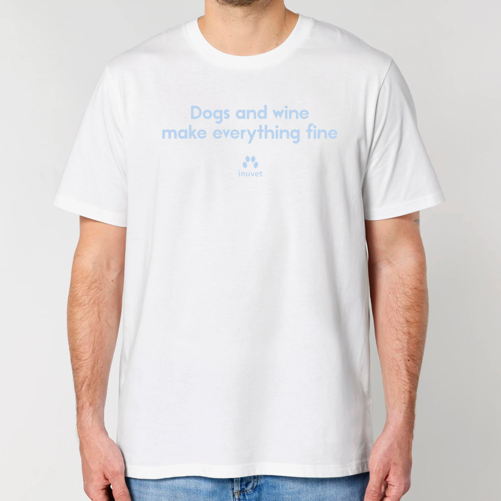 Organic Unisex Shirt - Dogs and wine make everything fine - Inuvet -