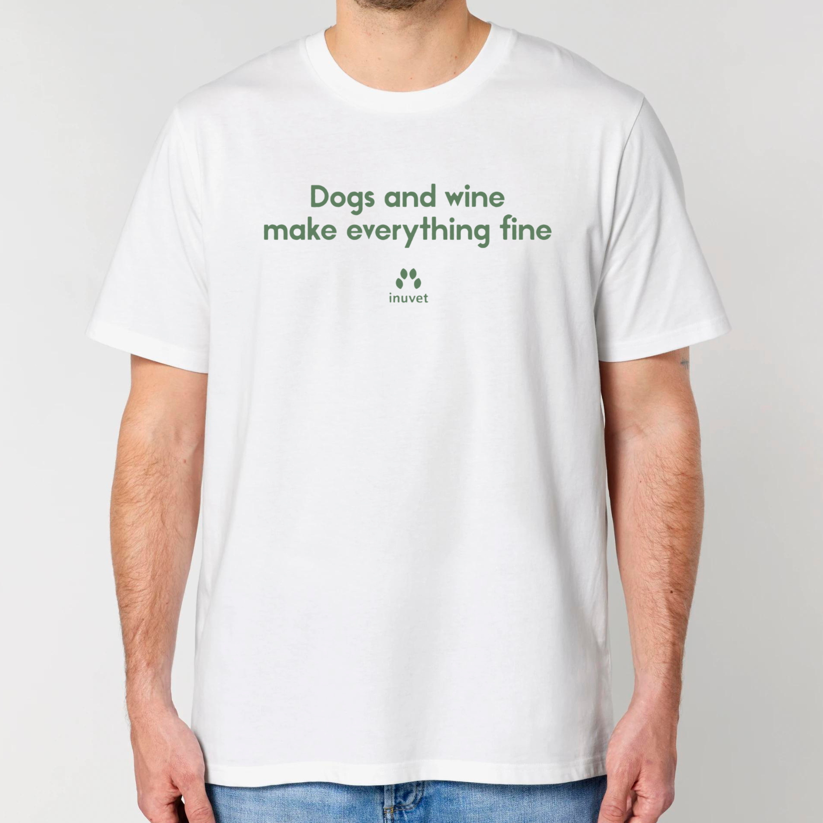 Organic Unisex Shirt - Dogs and wine make everything fine - Inuvet -