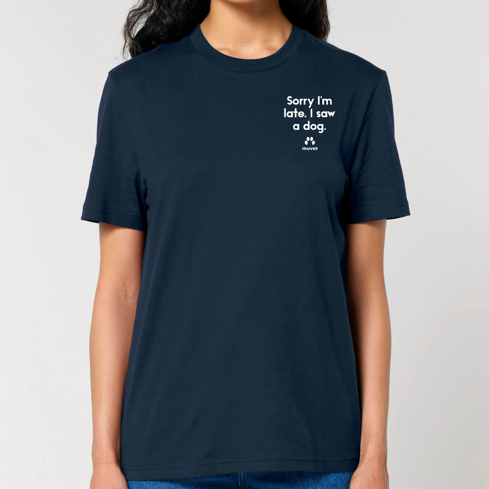 Organic Unisex Shirt - Sorry I am late. I saw a DOG - Inuvet -