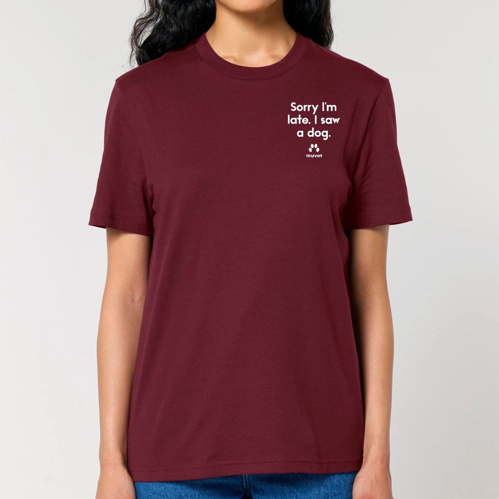 Organic Unisex Shirt - Sorry I am late. I saw a DOG - Inuvet -