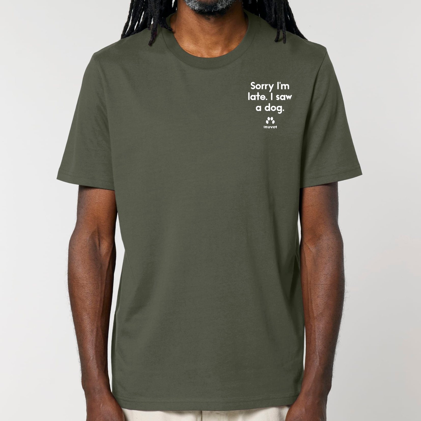 Organic Unisex Shirt - Sorry I am late. I saw a DOG - Inuvet -