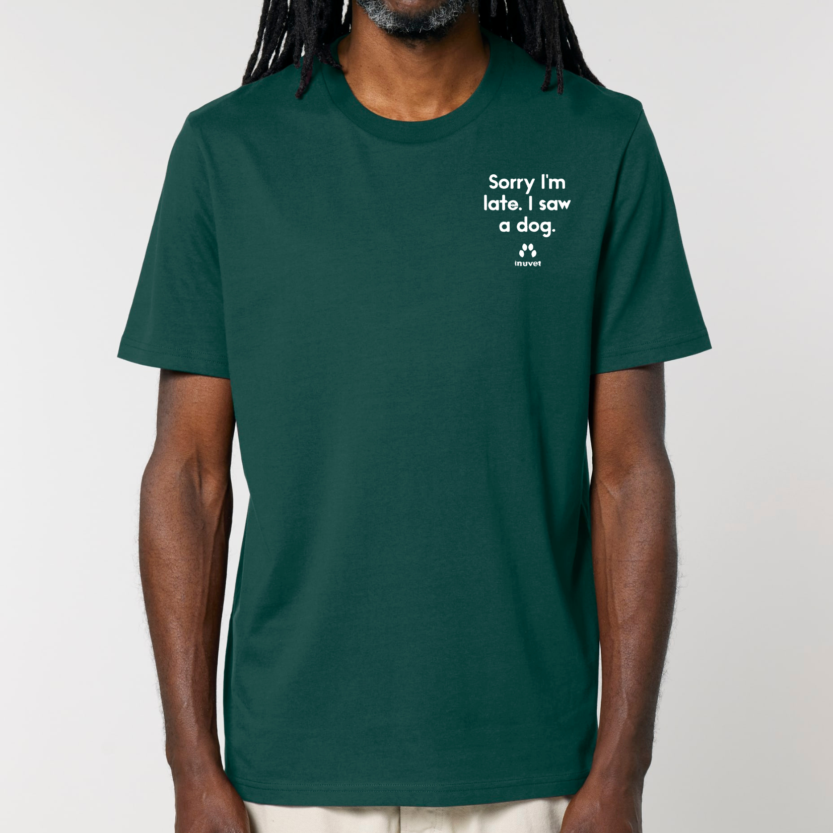 Organic Unisex Shirt - Sorry I am late. I saw a DOG - Inuvet -