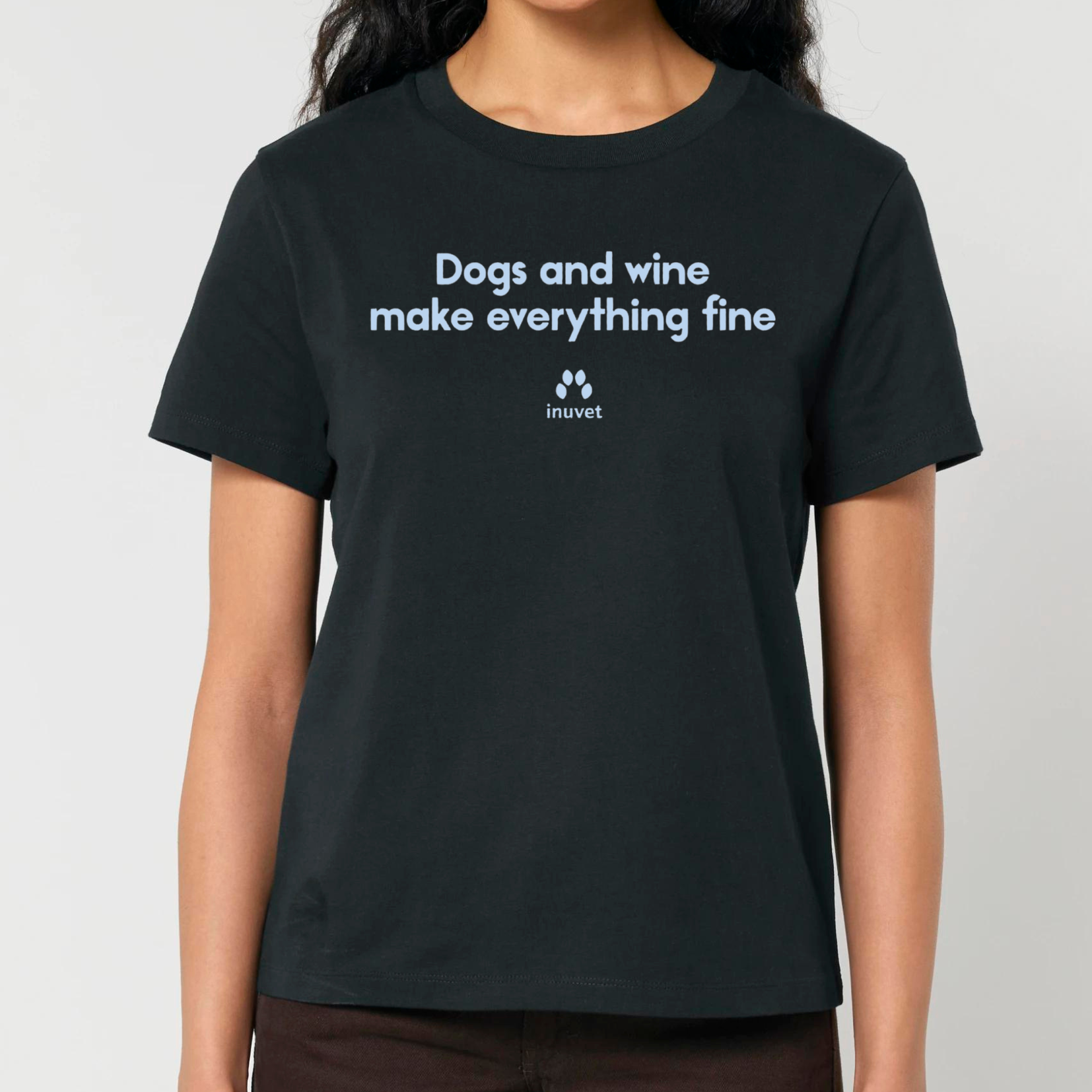 Organic Damen Shirt - Dogs and wine make everything fine - Inuvet -