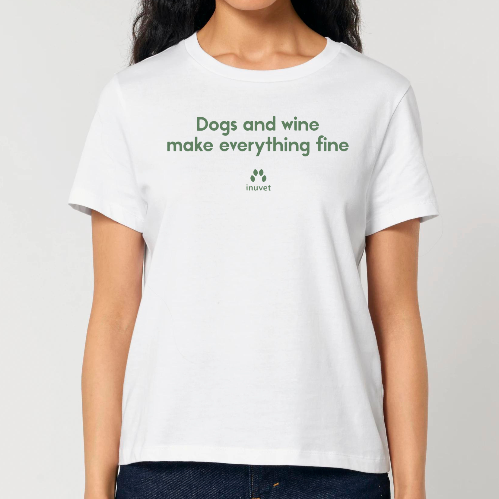 Organic Damen Shirt - Dogs and wine make everything fine - Inuvet -