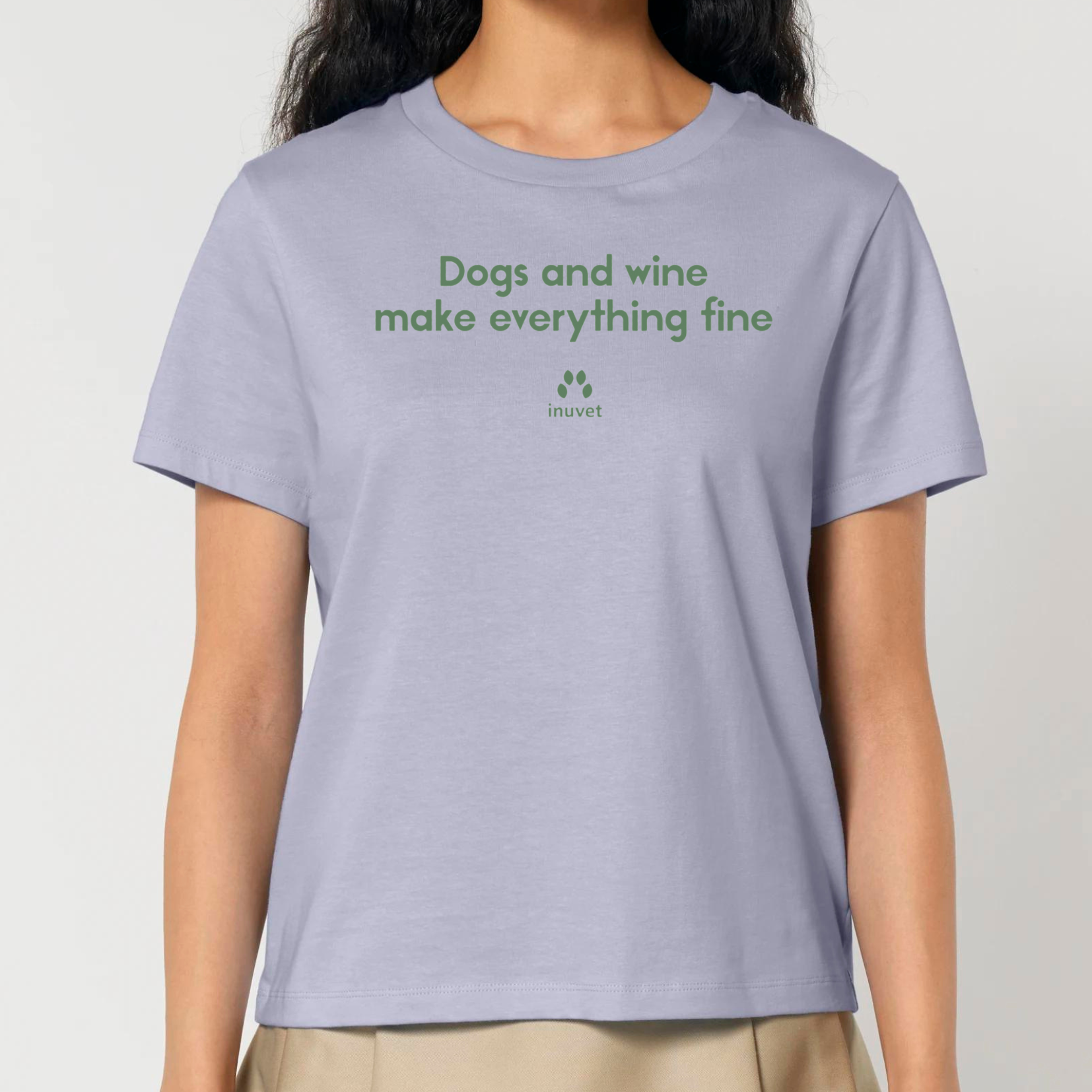 Organic Damen Shirt - Dogs and wine make everything fine - Inuvet -