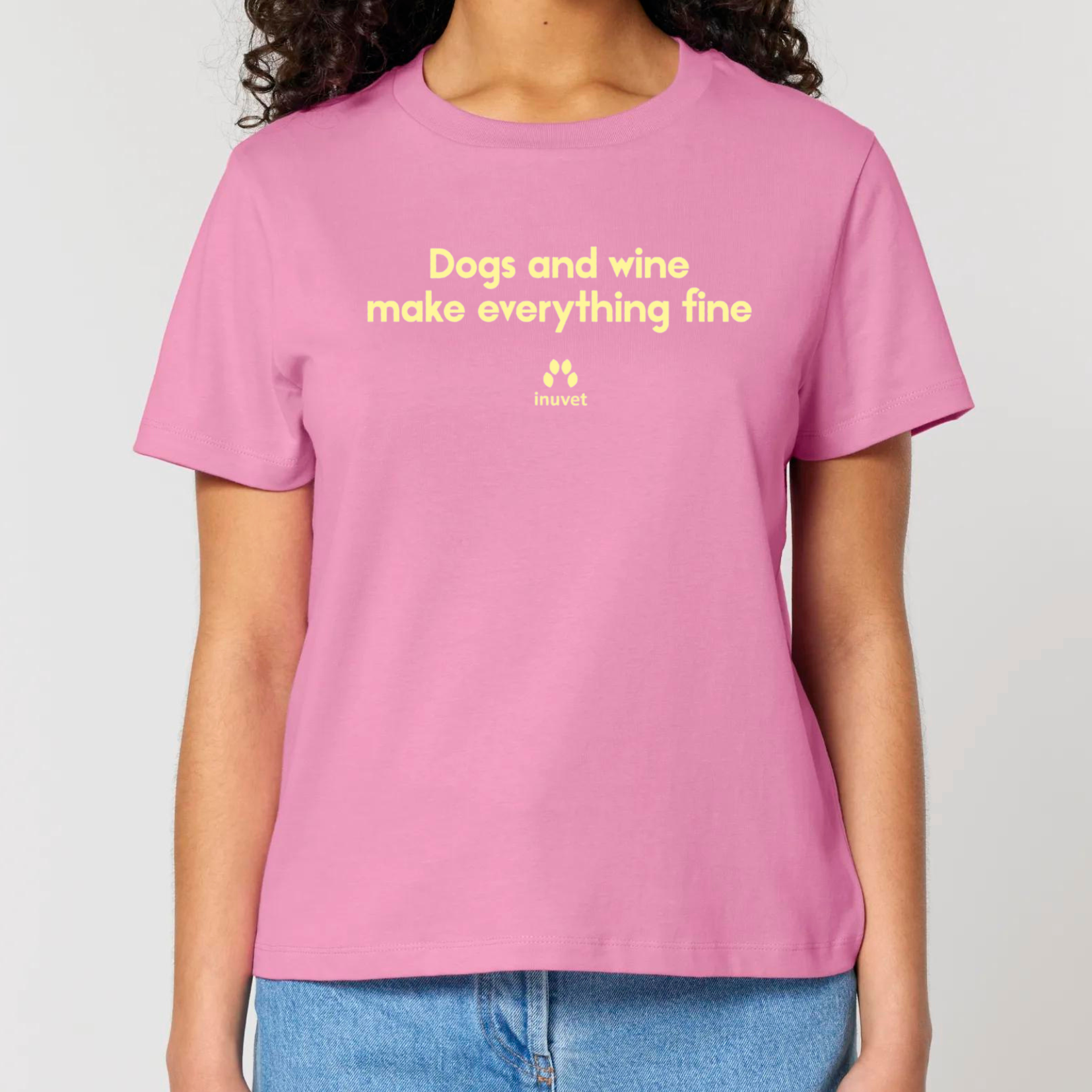 Organic Damen Shirt - Dogs and wine make everything fine - Inuvet -