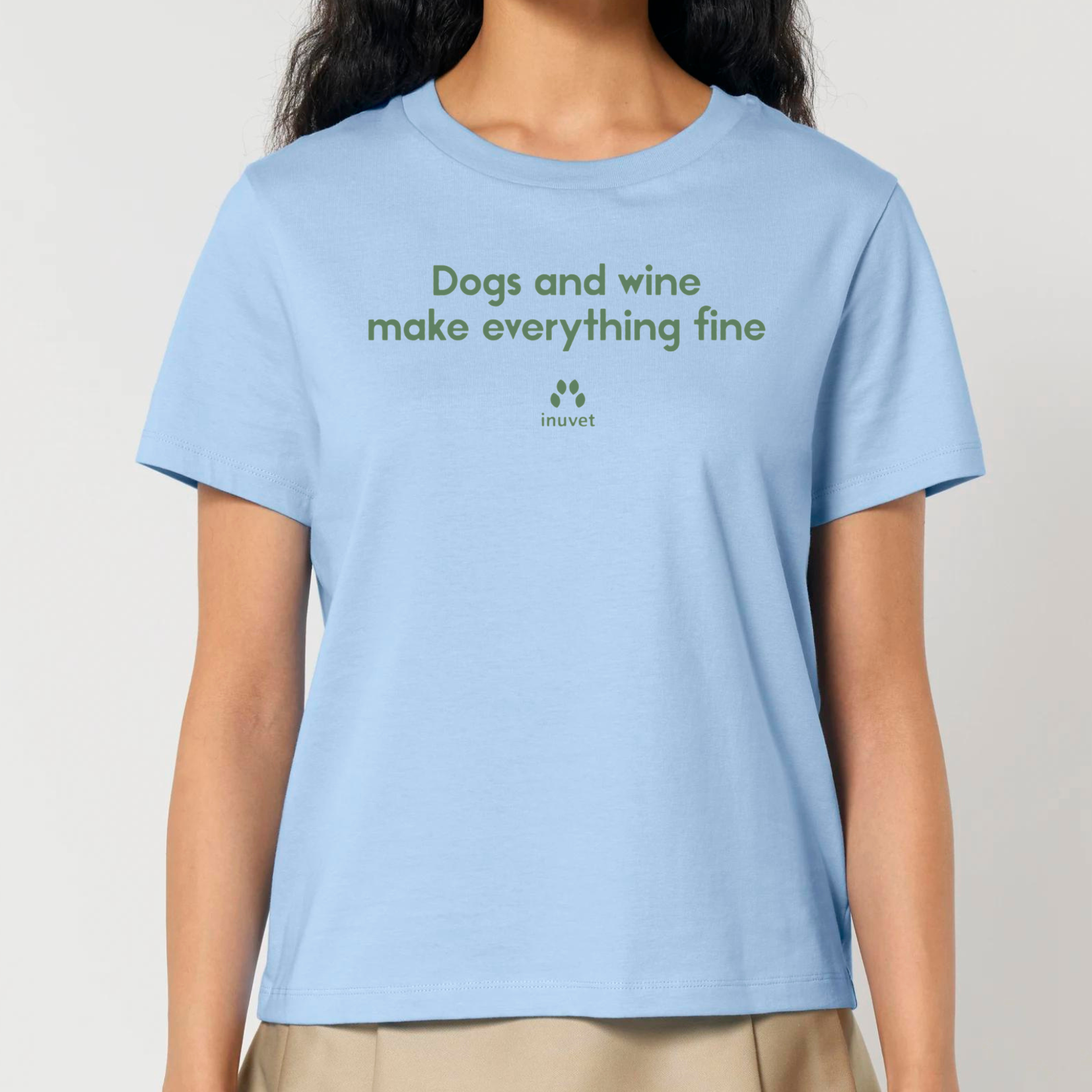 Organic Damen Shirt - Dogs and wine make everything fine - Inuvet -