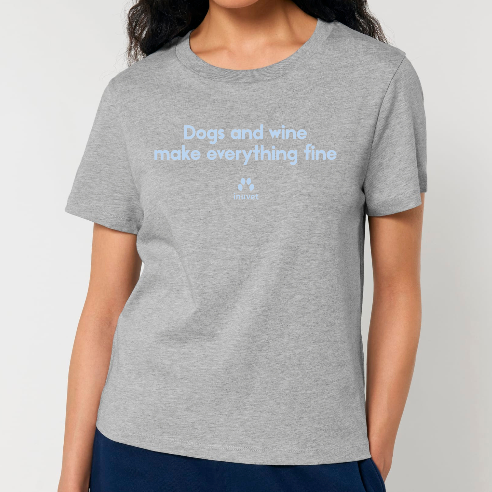 Organic Damen Shirt - Dogs and wine make everything fine - Inuvet -