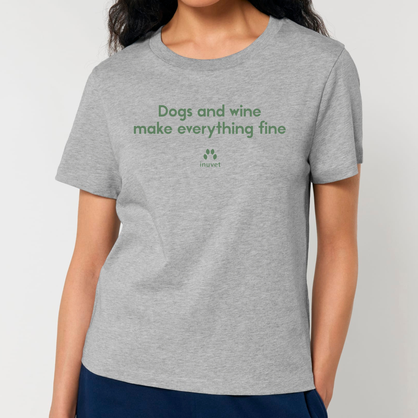 Organic Damen Shirt - Dogs and wine make everything fine - Inuvet -