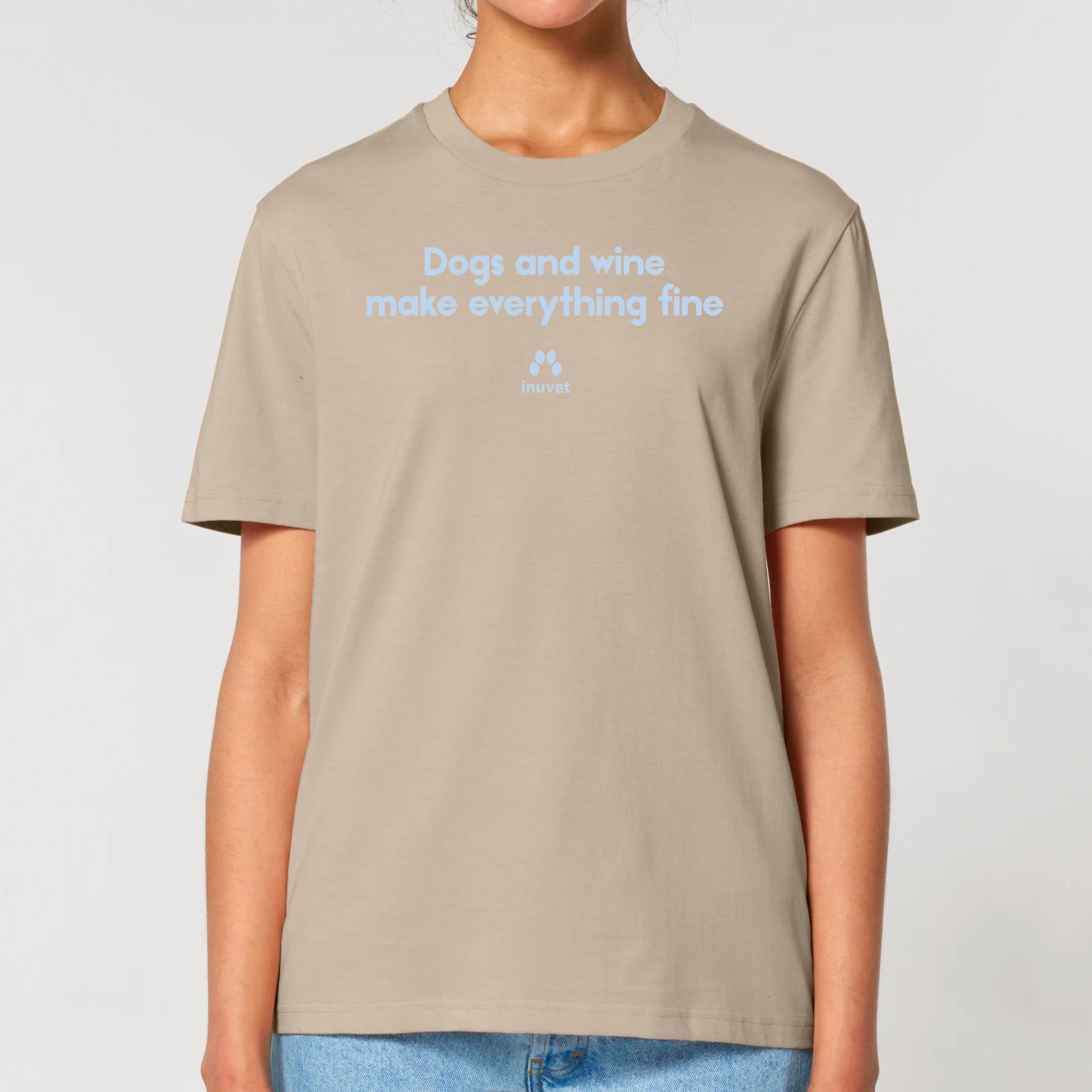 Organic Unisex Shirt - Dogs and wine make everything fine - Inuvet -