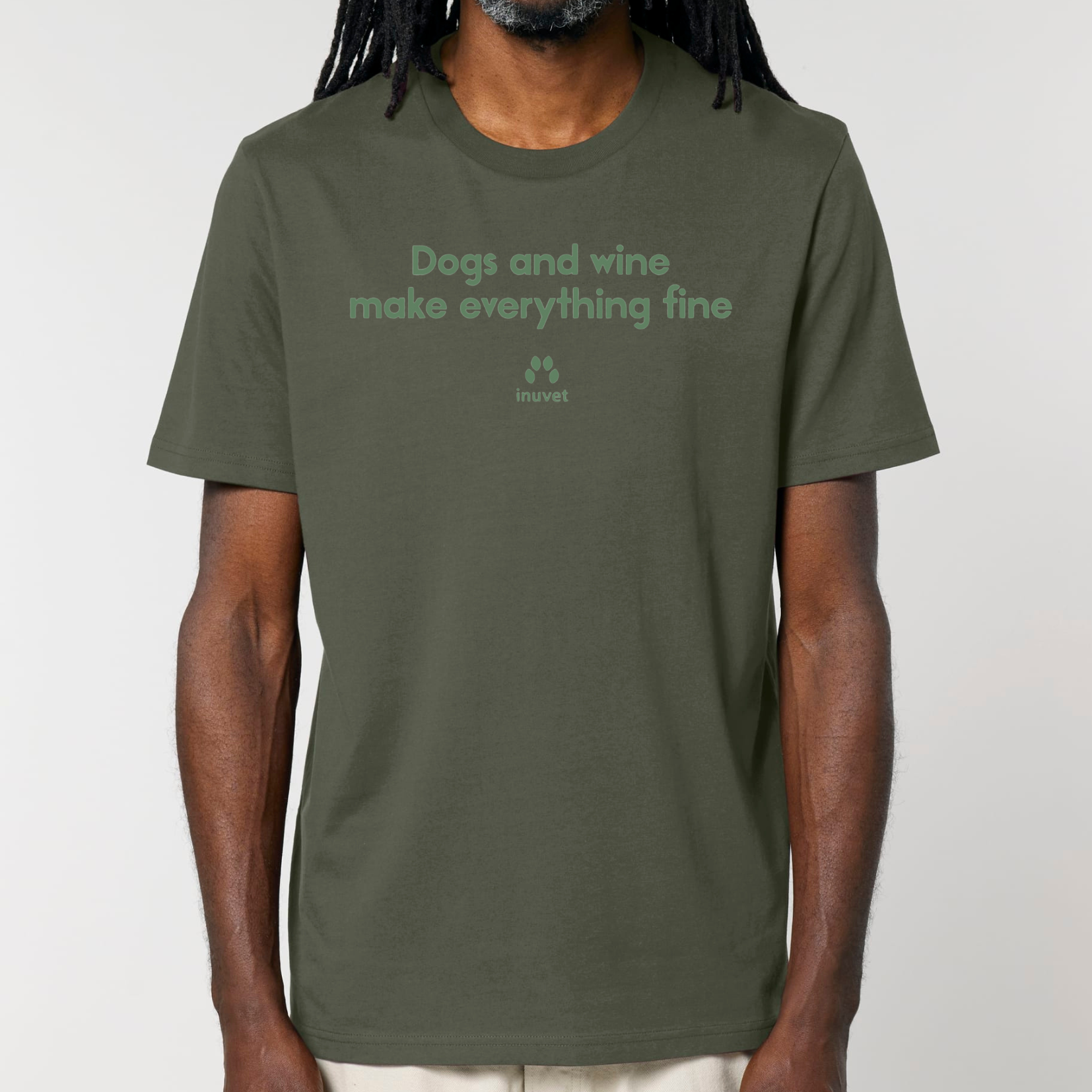 Organic Unisex Shirt - Dogs and wine make everything fine - Inuvet -