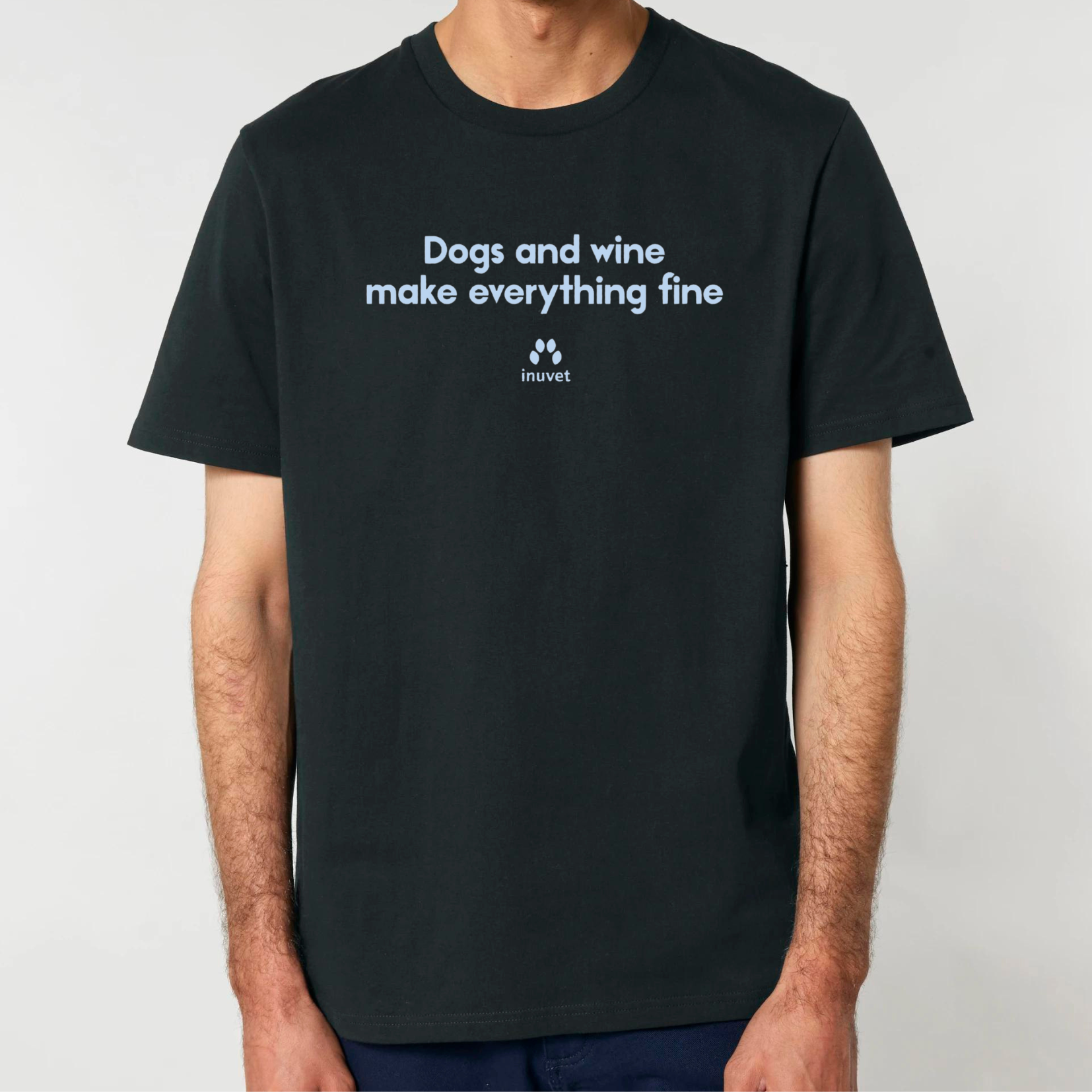 Organic Unisex Shirt - Dogs and wine make everything fine - Inuvet -